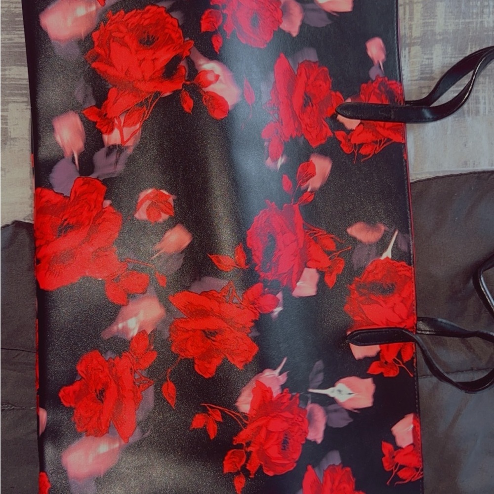 Victoria's Secret Black and Red Floral Tote - Picture 2 of 2